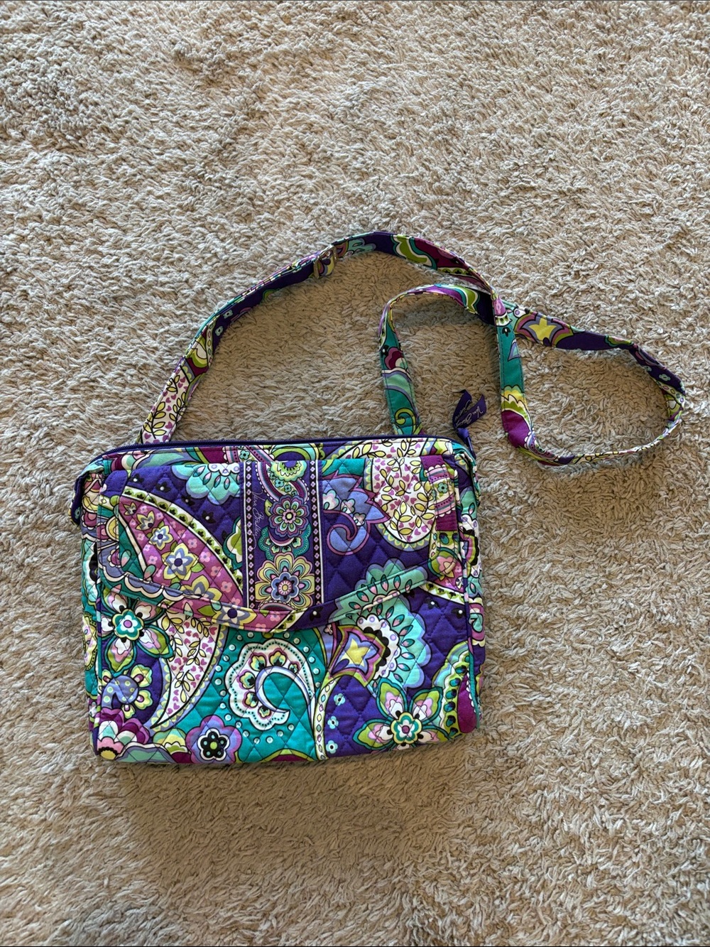 Vera Bradley Purple Paisley Quilted Crossbody Bag